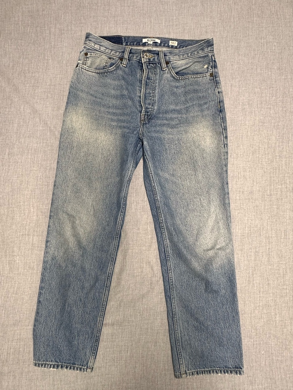 RE/DONE High Rise Straight Leg Button Fly Jeans - Vintage Wash - Size 29